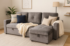 L-Shaped Sofa Bed with Storage
